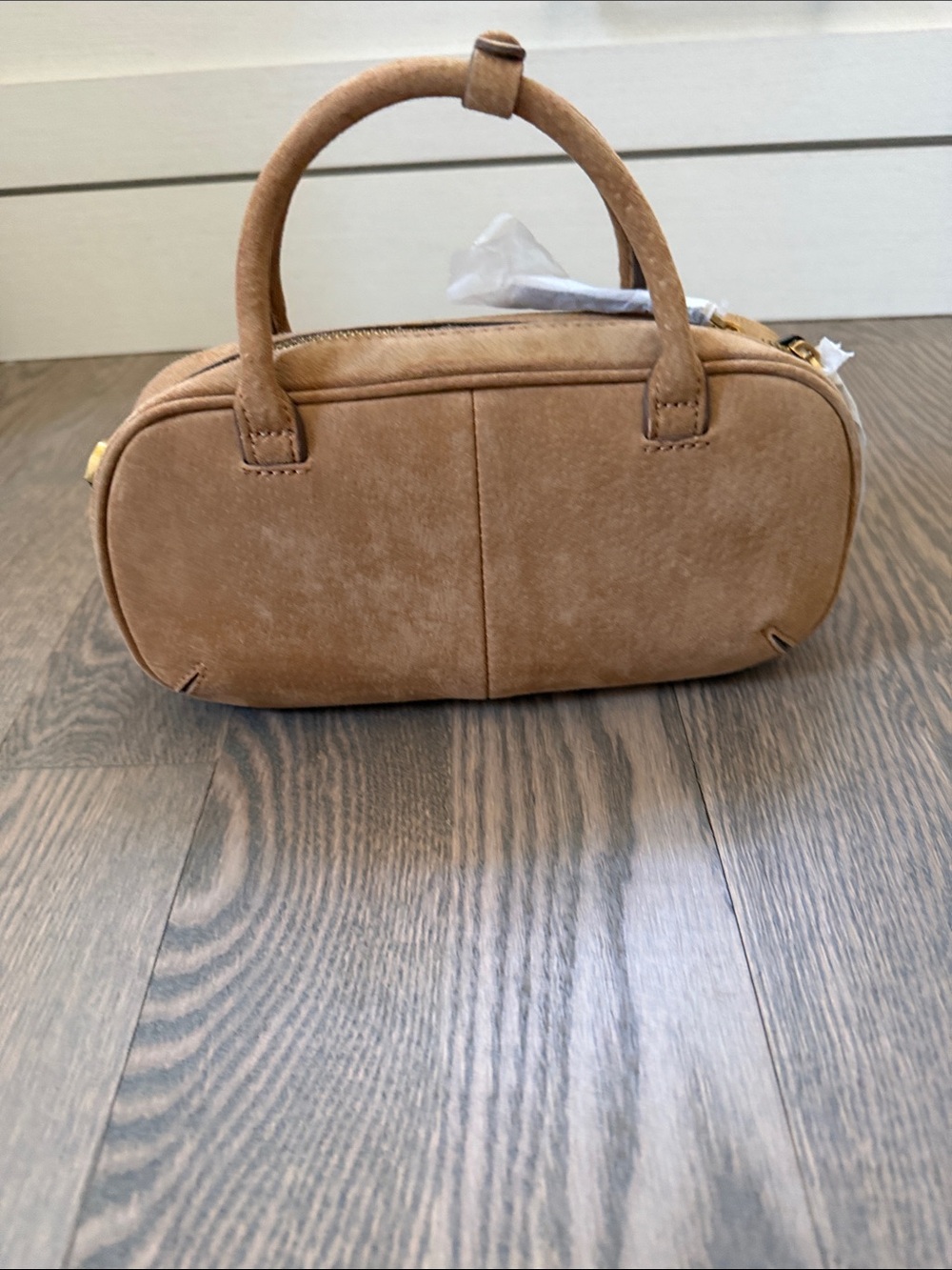 Zara Small Suede Tan Top-Handle Mini Bag